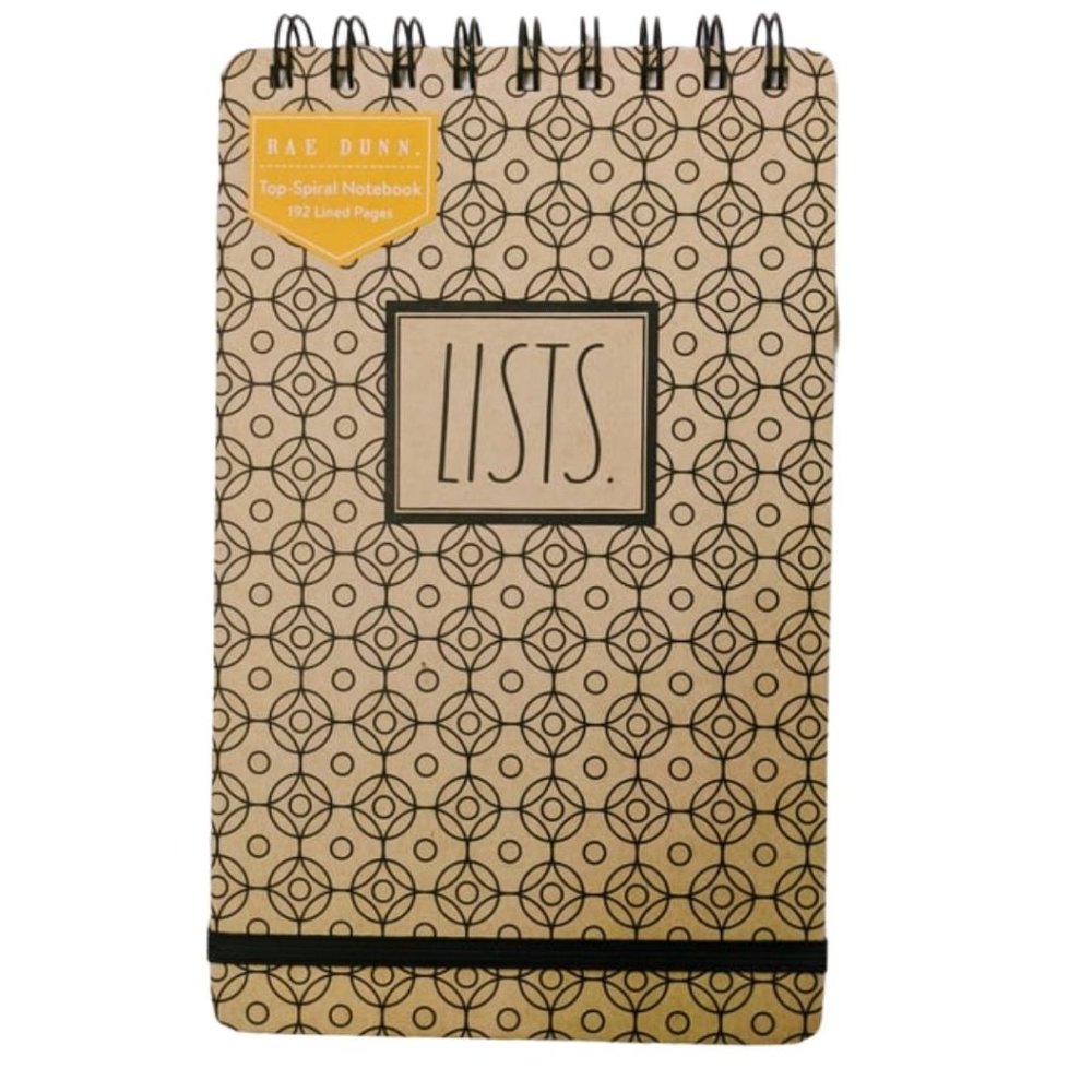 Rae Dunn LISTS Top-Spiral Notebook (192 Lined Pages)